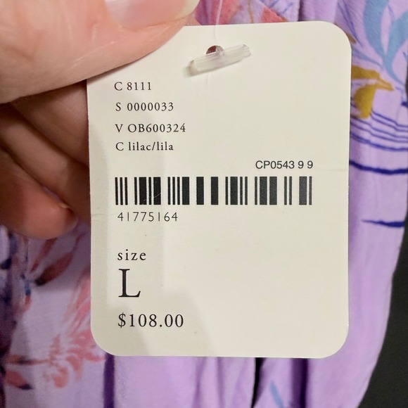 Free People Lilac Floral Cold Shoulder Dress Size L - Picture 4 of 9